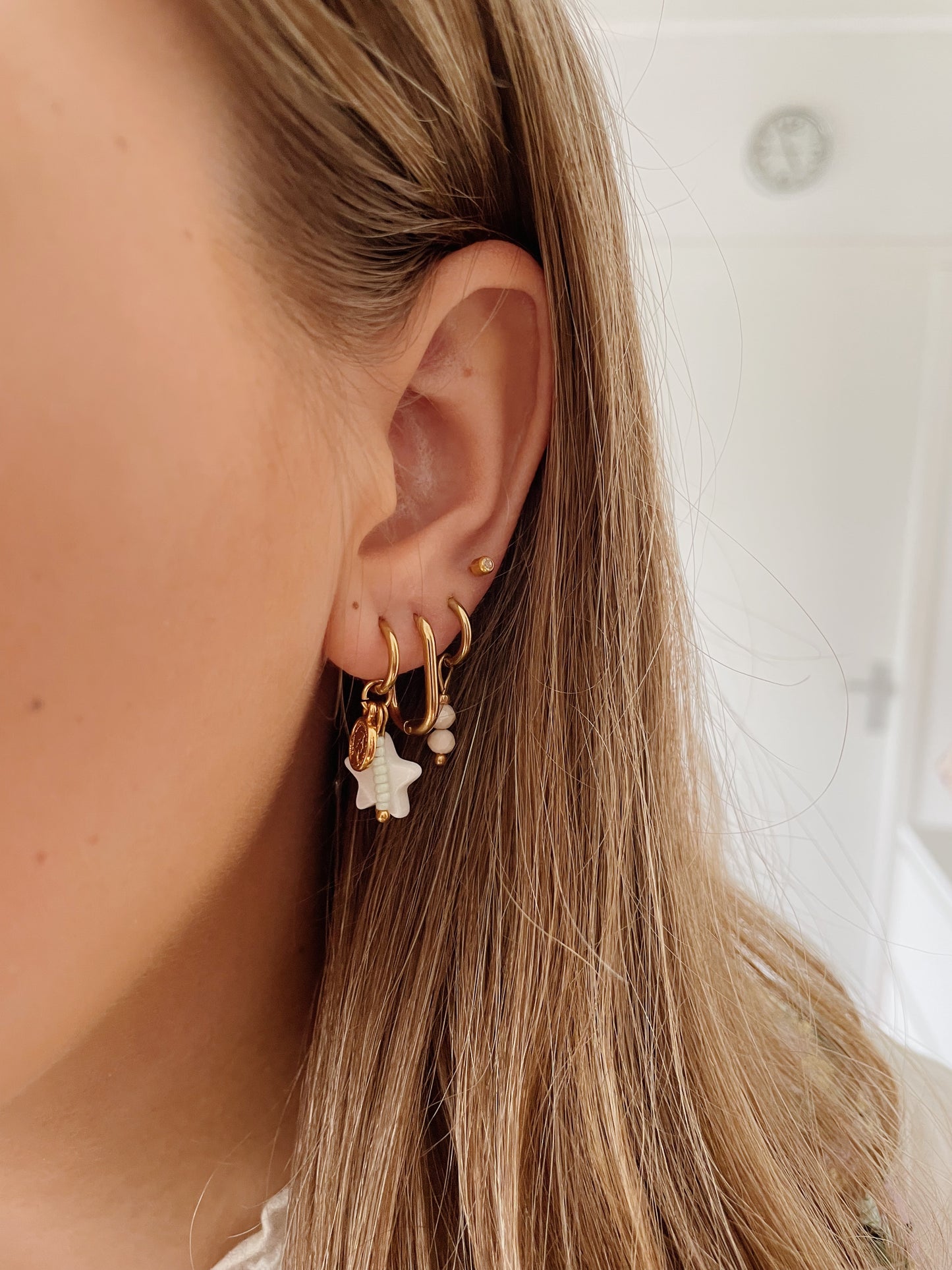 Mint Star Earrings